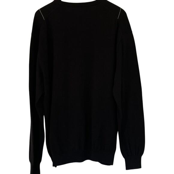 Vintage Perry Ellis Cotton Long Sleeve Crew Neck Argyle Sweater, Black, XL - Picture 3 of 10